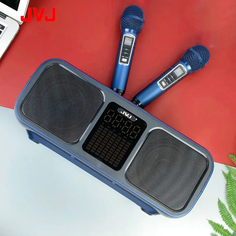 Loa bluetooth karaoke 2 mic SD-318 JVJ Không dây, kèm 2 mic công suất lớn 30W  có ba màu vàng, xanh, ghi dùng để Nghe Nhạc và Hát Karaoke - Bảo hành 6 Tháng 5