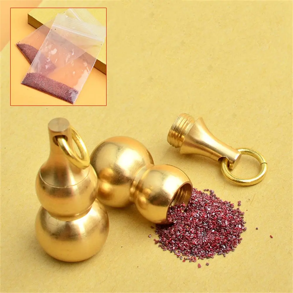 Medicine Case Necklace Decor  Brass Gourd Keychain Hanging Pendant Hollow Gourd
