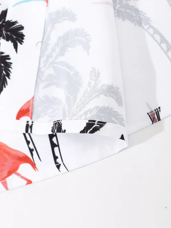Men's Tropical Print Button Front Two-piece Set, Regular Fit Short Sleeve Shirt & Drawstring Pocket Shorts, Men's Outfits for Summer Beach Vacation 7