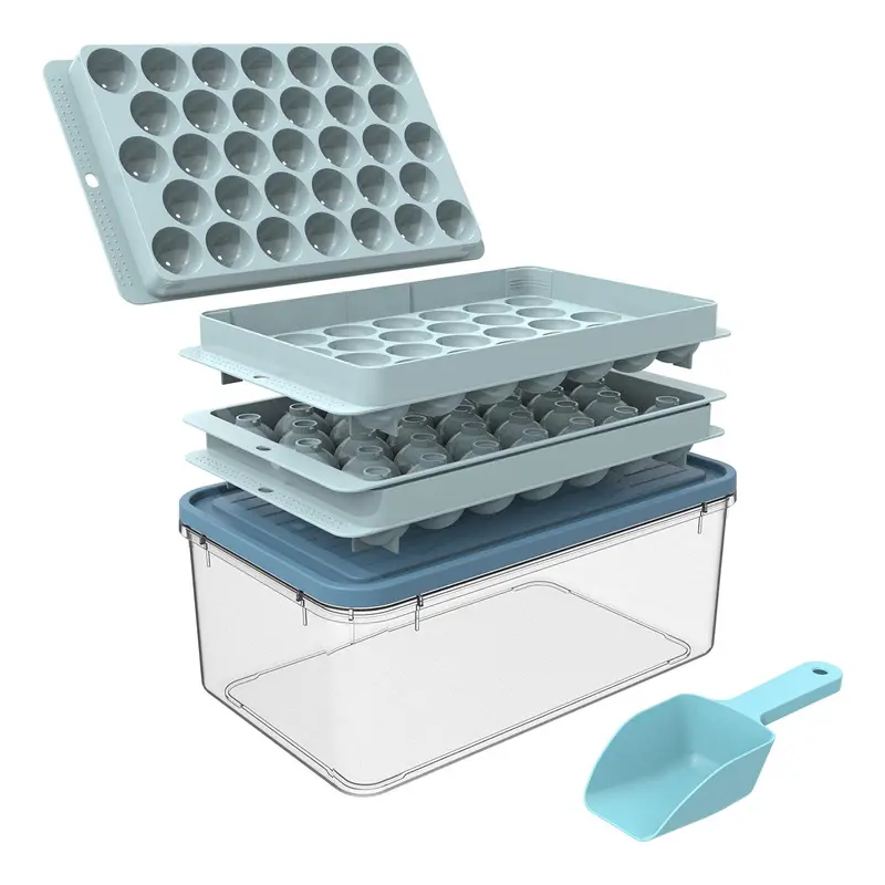 33-ball Ice Mold, 1 Set Including Ice Cube Tray & Scoop & Plastic Storage Box Containers, Ice Ball Making Tool for Home Kitchen Accessories, Kitchen Gadgets 6