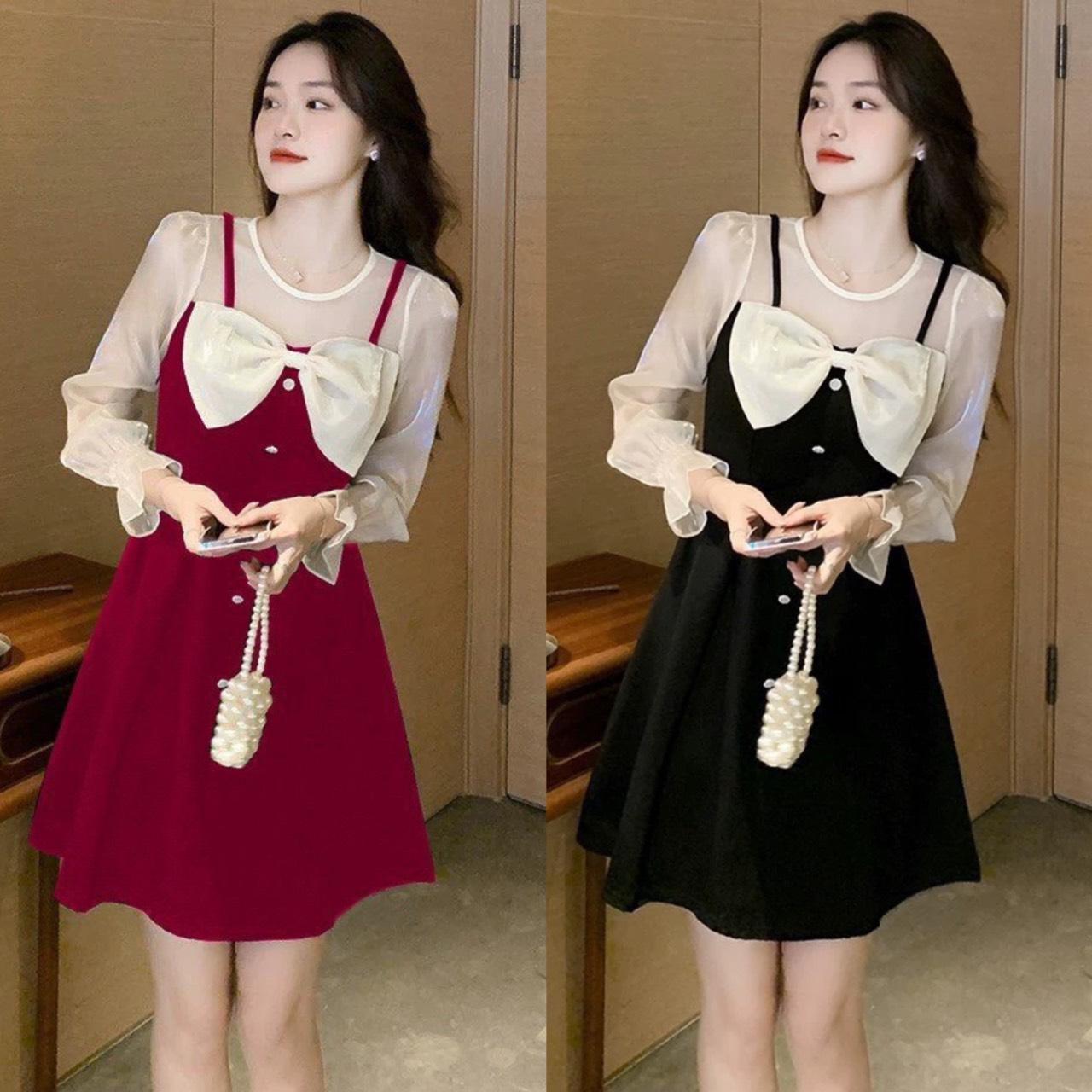 Thời Trang Bigsize Váy Dự Tiệc 50 - 100Kg Vải Cotton Lạnh Cao Cấp Thanh Lịch Nữ Dress Women Đen Voan - A.1101