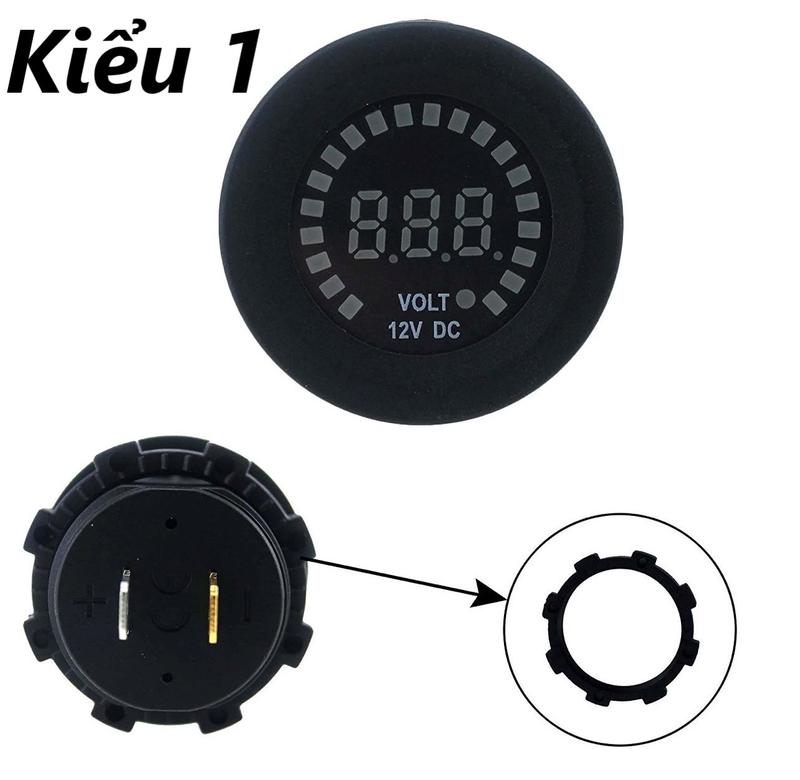 Đồng hồ Led đo Volt ắc quy ô tô và xe máy 12v DC - Volt meter hình tròn 6