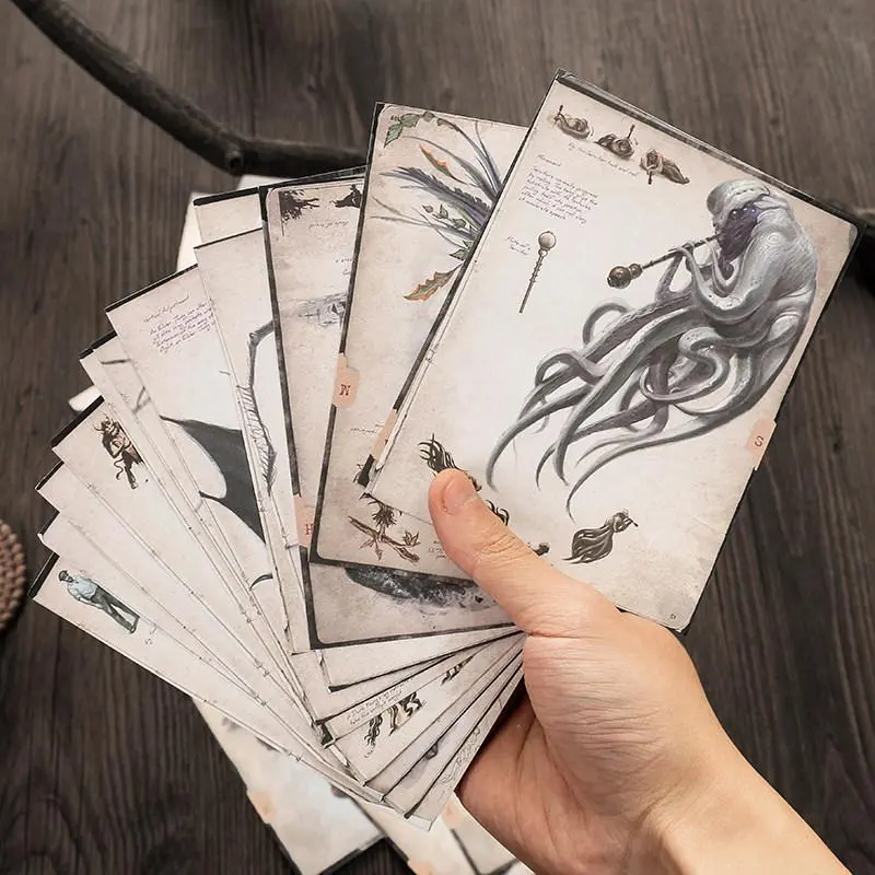 50pcs/Pack Monster Pattern Decorative Craft Paper, Scrapbooking Paper, Vintage Pattern Decorative Craft Paper For DIY Craft Gift