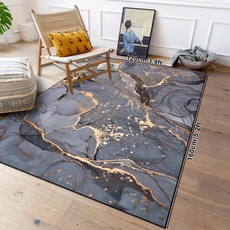Marble Pattern Floor Mat, 1 Count Non-slip Soft Floor Carpet, Rectangle Decorative Area Rug, Machine Washable Floor Mat for Home Living Room Bedroom 3