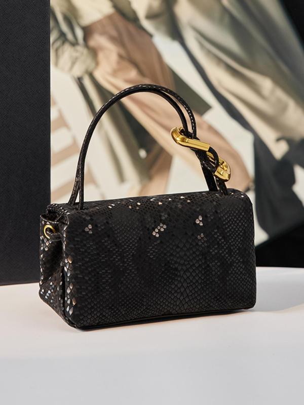 Women's Fashionable Snakeskin Embossed Handbag, Casual Versatile Shoulder Bag for Daily Used, Trendy All-match Commuter Bag 5