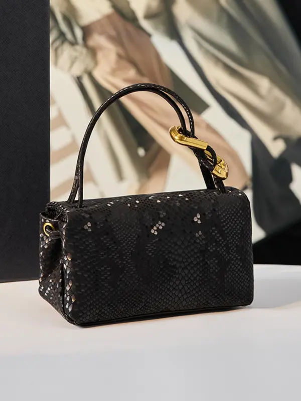 Women's Fashionable Snakeskin Embossed Handbag, Casual Versatile Shoulder Bag for Daily Used, Trendy All-match Commuter Bag 5