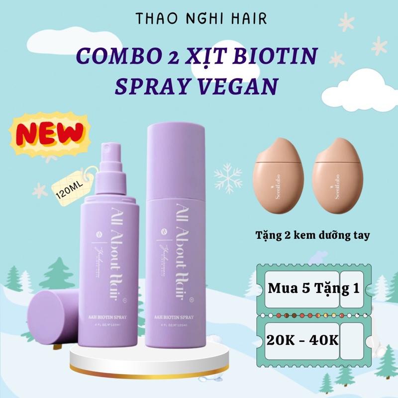 COMBO 2 XỊT BIOTIN SPRAY VEGAN 120ML hỗ trợ mọc tóc, Dưỡng Tóc Chăm Sóc Tóc ( tặng 2 kem dưỡng tay ) Women Nữ