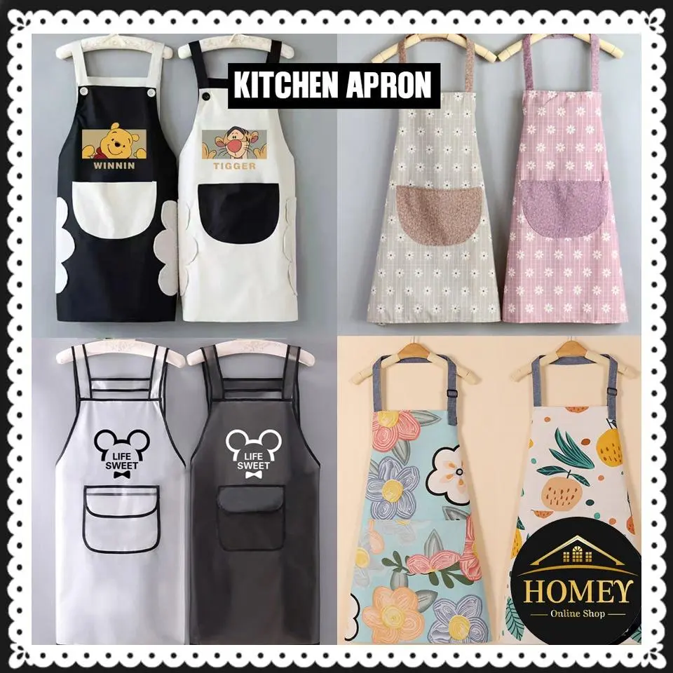 Apron Kitchen With Mop Hand Area Apron Cute Design Cooking Baking Apron With Big Pocket For Men Women