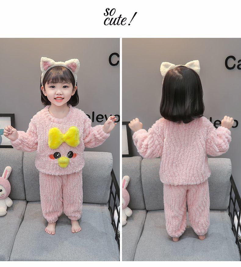 Product Introduction of Bộ Đồ Ngủ Trẻ Em, Dày Dặn Cho Mùa Thu Và Mùa Đông, Làm Bằng vải nỉ Cho Bé Gái, Thiết Kế Hoạt Hình Dễ Thương, Được Làm Bằng Lông Cừu San Hô Cho Bé Gái, Bộ Đồ Mặc Nhà 9