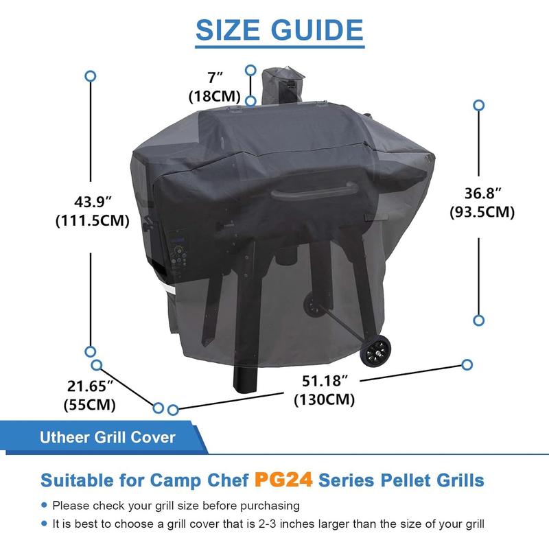 TikTok Shop Pellet Grill Cover for Camp Chef Smoker Cover Upgraded Full Length Heavy Duty Waterproof Anti UV Cover for Woodwind Pro 24 PG24SE PG2424SGB SmokePro DLX 24 PG24MZG PG24WWSB for Weber Searw...