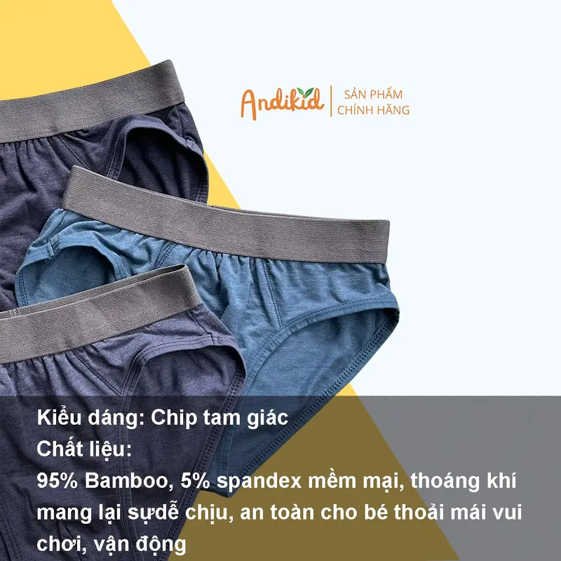 Quần sịp bé trai Gee vải sợi tre mềm mại, Combo 3 quần lót tam giác nam 10-65kg 2
