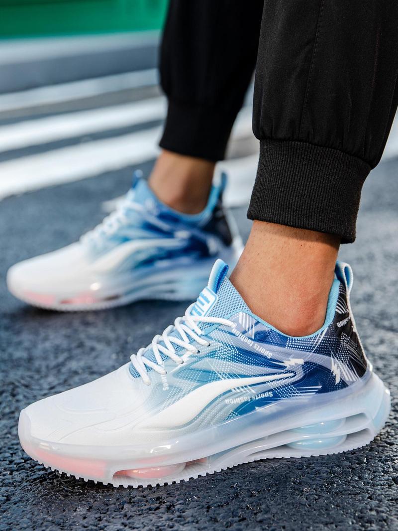 Product Introduction of Men's Fashionable Ombre Pattern Lace Up Air Cushion Running Shoes, Casual Breathable Comfortable Wear-Resistant Sports Shoes, All-Match Outdoor Running Shoes for Daily Wear 1