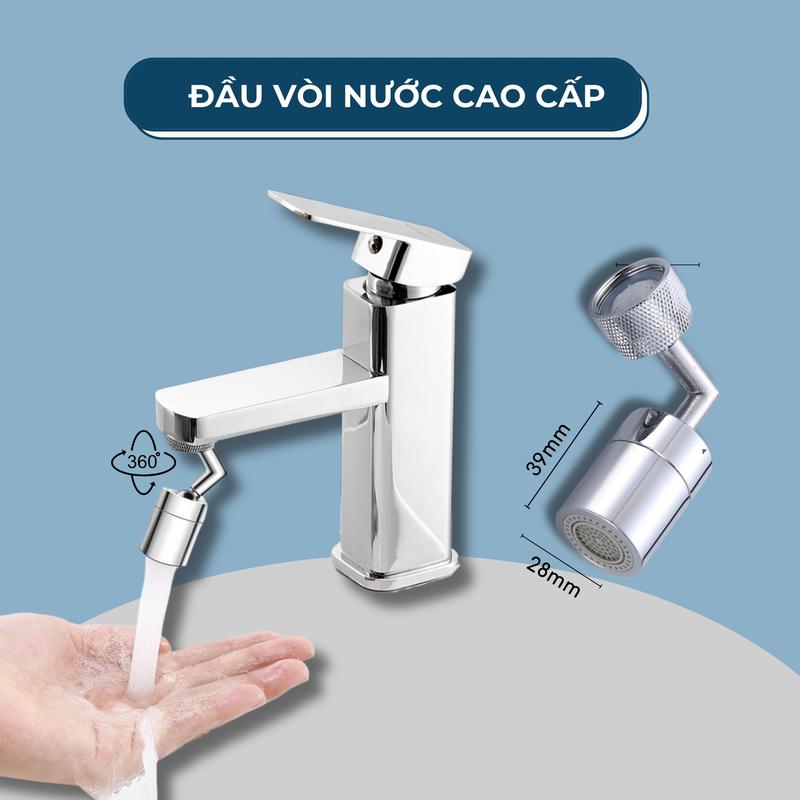  Đầu nối vòi nước lavabo vòi rửa bồn rửa mặt xoay 720 độ đa chiều 