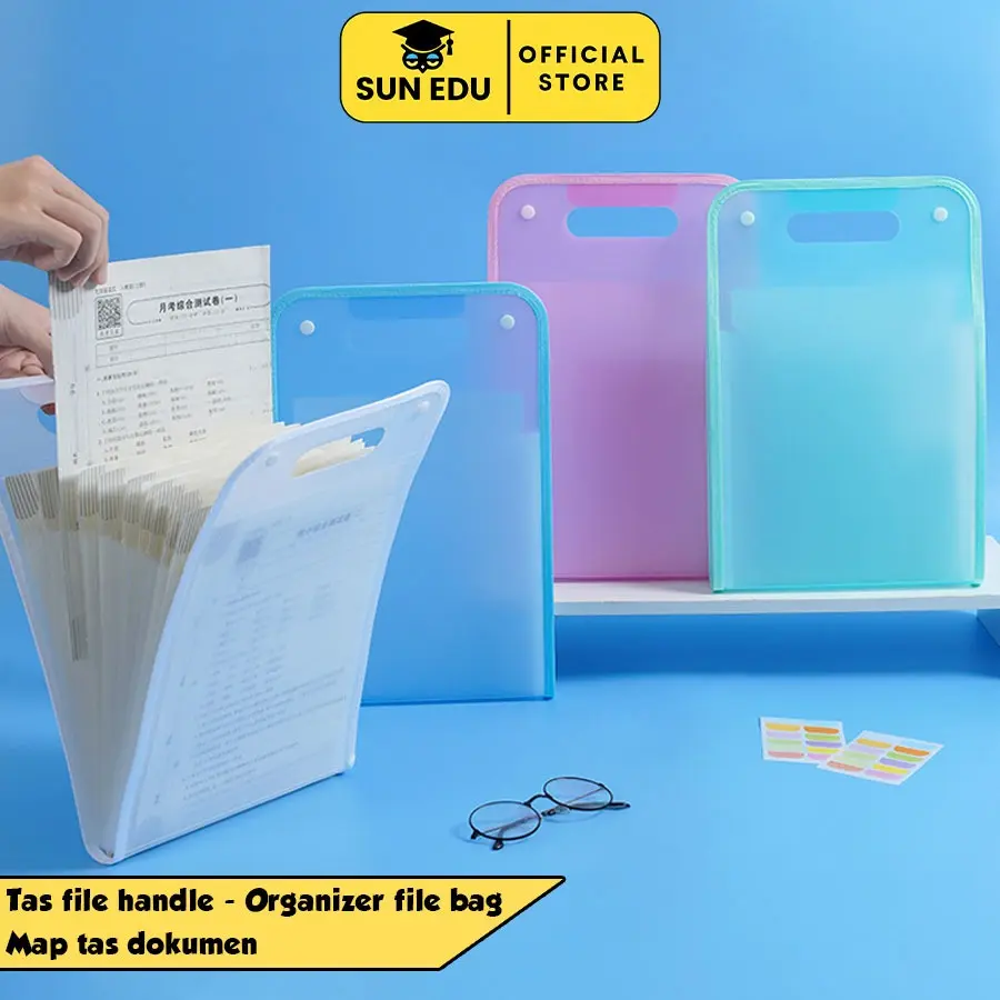 Tas file handle tambah stiker / Organizer file bag/ Map tas dokumen Stationery box  file tas  berkas