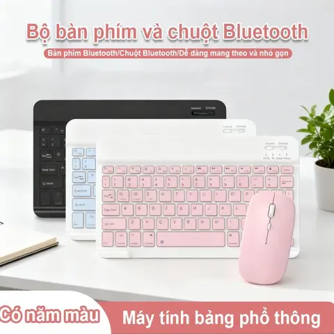 Bàn Phím Bluetooth Siêu Mỏng 10 Inch Và Chuột - Bộ Đôi Sử Dụng Cho Điện Thoại, iPad Và Máy Tính