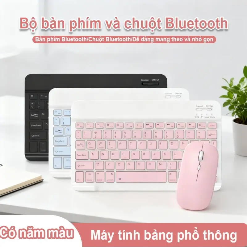 Bàn Phím Bluetooth Siêu Mỏng 10 Inch Và Chuột - Bộ Đôi Sử Dụng Cho Điện Thoại, iPad Và Máy Tính