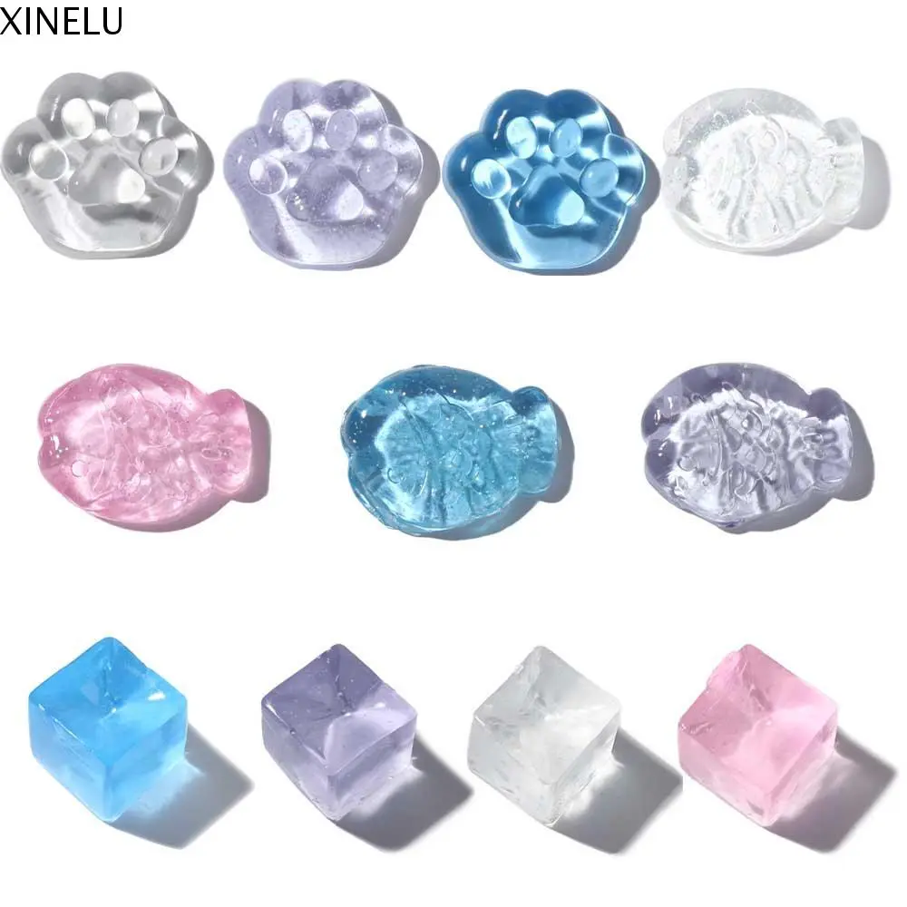 XINELU Toy For Kids Kawaii Fish Fidget Toy Hand Pinching Transparent Mini Mochi Ice Block Cat Paw Mini Mochi Ice Pressure Ball Toy Squeeze Toy