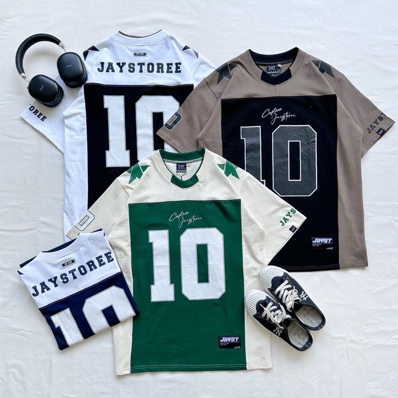 Áo thun tay lỡ thể thao SỐ 10 phối màu ĐEN/XANH/NAVY/NÂU - Áo phông jersey form rộng unisex nam nữ/ Jaystoree Menswear Cổ Tròn