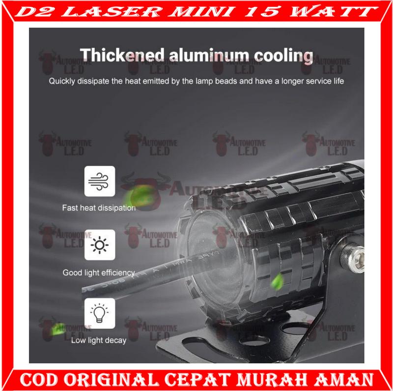 ORIGINAL LAMPU LASER LED  D2 MINI LAMPU D2 LASER LAMPU SOROT HIGH QUALITY | LAMPU LASER D2 MINI 15 WATT 2 WARNA HIGH BEAM MERK SXC 8