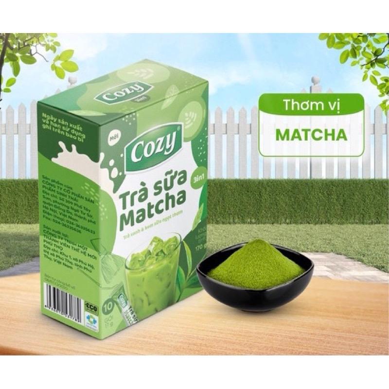 Trà sữa matcha 3in1 10 gói/17gr thương hiệu Cozy tốt cho sức khoẻ trà  xanh