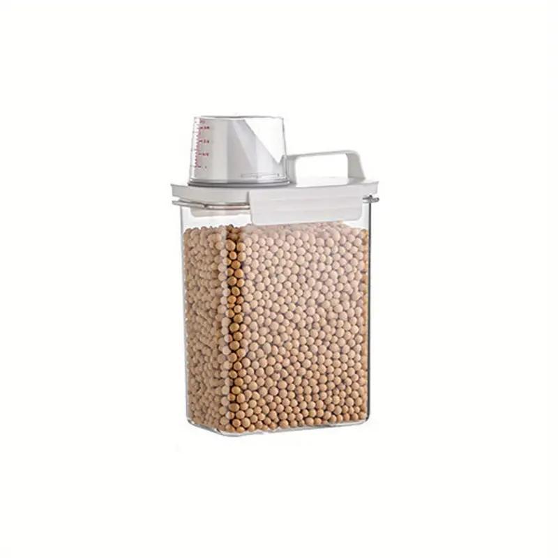 Clear Cereal Container with Cup, 1 Count Portable Rice Dispenser, Food Storage Container for Home Kitchen Supplies 5