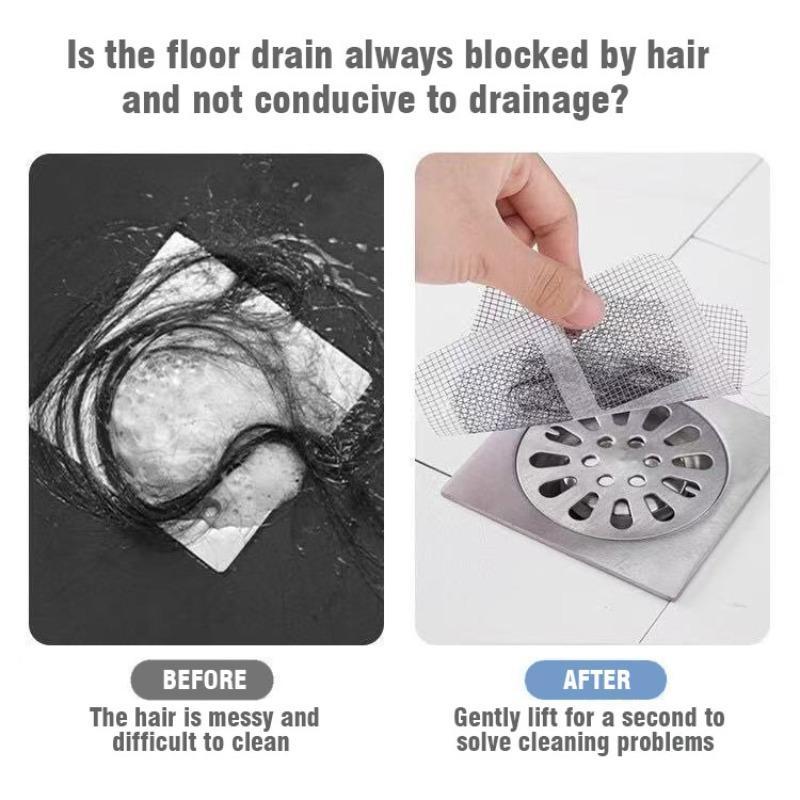 Disposable Drain Cover, 20pcs/box Hair Catcher Mesh Sticker for Shower, Sink, Bathtub, Kitchen, Easy Hair & Debris Prevention, Bathroom Gadgets 3
