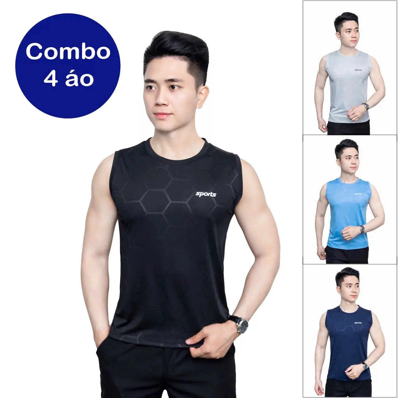 [COMBO 2-3-4 ÁO] Thun ba lỗ Tanktop sát nách dập vân lục giác chất liệu mềm mịn thoáng mát co gian 4 chiều trẻ trung Menswear Tre