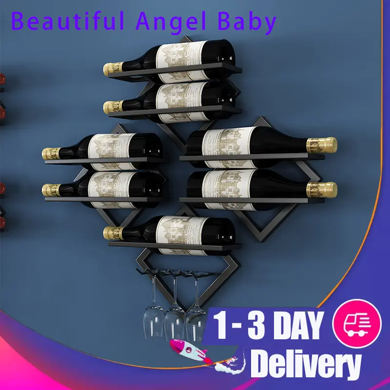 Wall Mounted Wrought Iron Wine Glass Holder Wrought Iron Wine Rack Wall  Foldable Wine Glass Rack Creative Wine