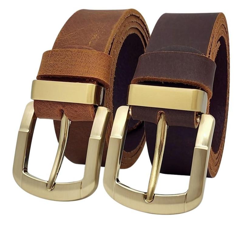 Thắt lưng da bò sáp DHM-501 | Khoá kim kiểu bo tròn mạ đồng loại tốt nguyên khối thời trang | Bảo hành 12 tháng