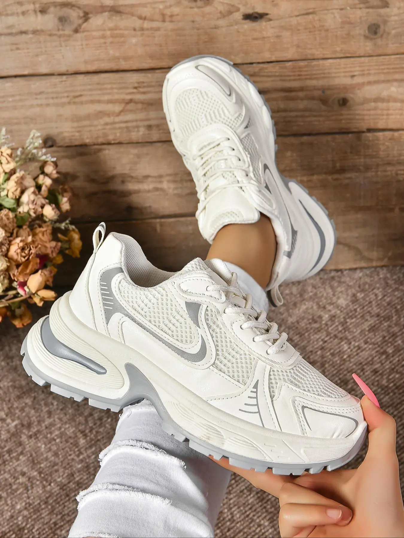 Women's Fashionable Breathable Mesh Sneakers, Casual Comfortable Sports Running Shoes, All-match Basic Shoes for Daily Wear