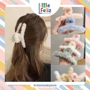 littlefeliz AK37 Jepitan Rambut Salon Slim Bulu Halus Jedai Wanita Bahan Bulu Lembut