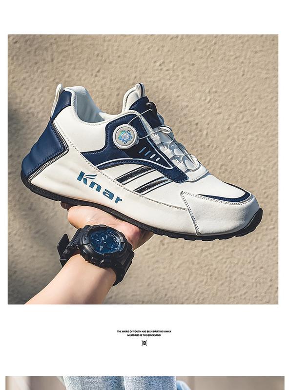 Product Introduction of Rotating button shoes men's sneakers men's shoes spring and autumn leather waterproof non-slip casual shoes fashionable shoes all-matching travel shoes Closed Runner Trainers Footwear Training Running Walking Shoes 1