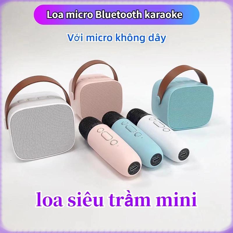   Khuyến Mãi Mạnh  Loa Bluetooth Mini Karaoke Có Mic Thay Đổi Giọng Nói Không Dây Kèm 2 Micro K1 