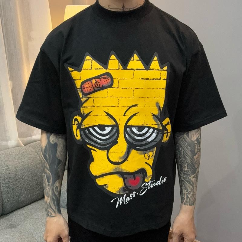 Áo thun oversize Simpson brand MASSS STUDIO unisex 100% coton không pha, định lượng 250gsm Nam Menswear Cotton Cổ Tròn