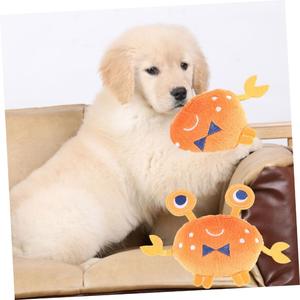3パックの子犬のおもちゃ、歯が生えるための小さなきしむぬいぐるみ-かわいいオレンジのカニとガーベラをテーマにしたぬいぐるみ、小型犬のためのインタラクティブな犬のおもちゃ ランダム  動き  猫  おもちゃ 犬猫  グッズ