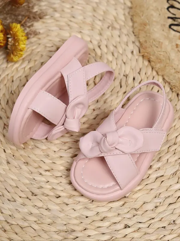 Girl's Cute Bowknot Design Slip on Sandals, Casual Comfortable Flat Sandals for Summer, Lightweight Breathable Shoes for Daily Wear 2