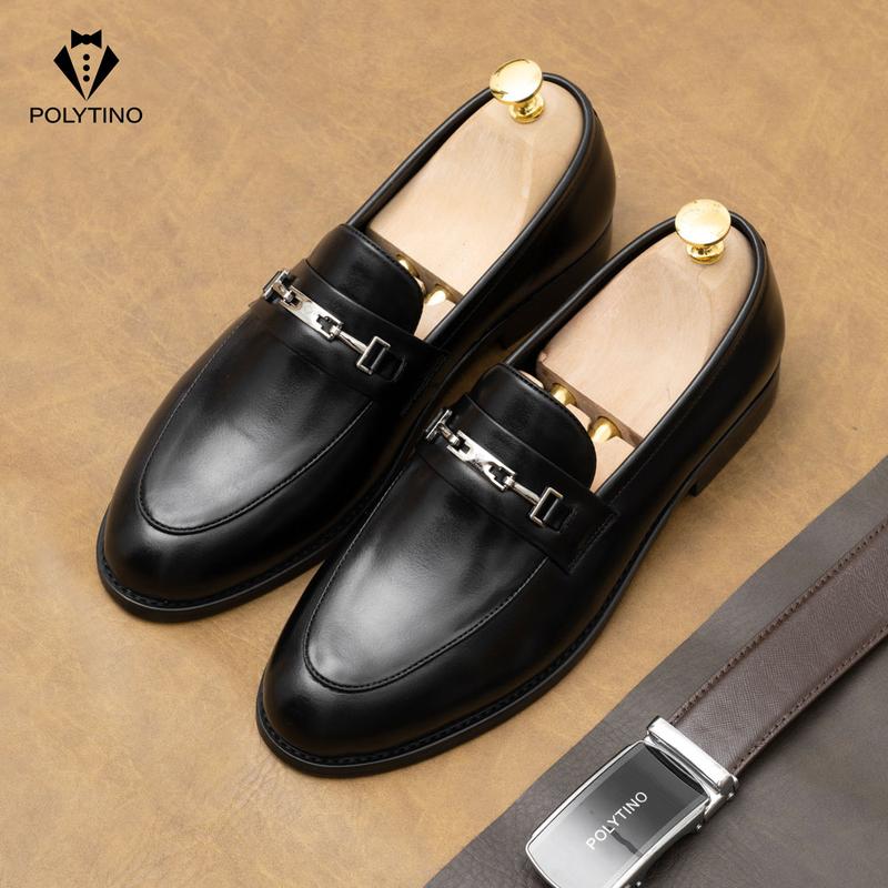 Giày LOAFER 0180 Lười Tăng Chiều Cao Da Bò Cao Cấp Giày Lười Nam Đế Gỗ POLYTINO Bảo Hành 12 Tháng