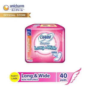 Charm Long & Wide Pantyliner Absorbent Fit Breathable Non Perfumed 40 Pads