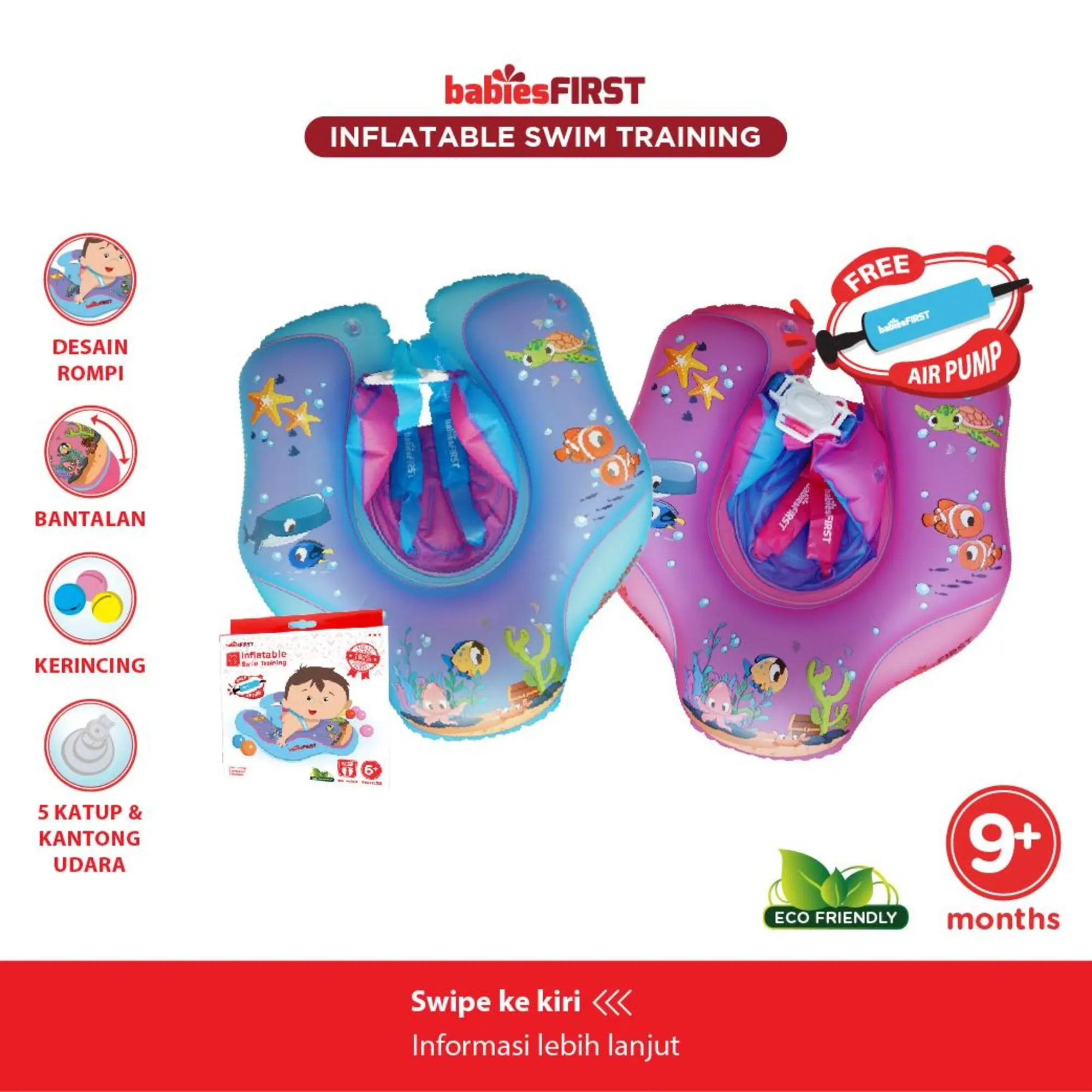 BabiesFirst Inflatable Baby Swim Training / Pelampung Bayi / Pelampung Renang Bayi / Ban Renang Bayi / Ban Renang Anak-anak Outdoor / Ban Renang Portable / Pelampung Anak 1 Tahun