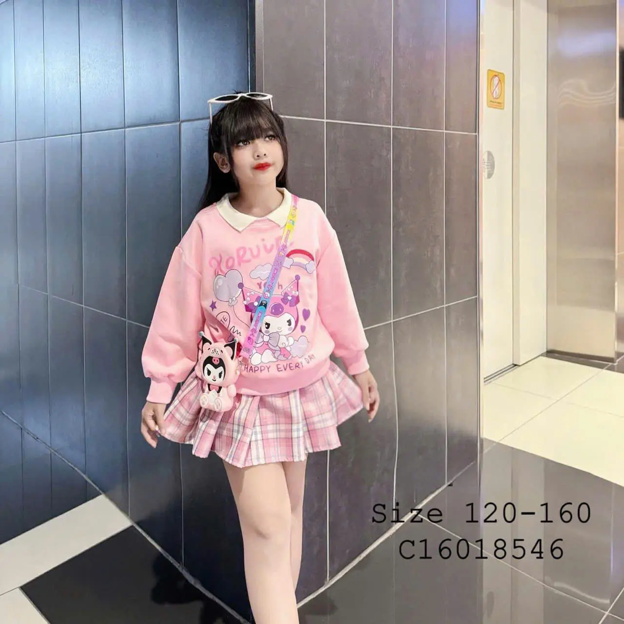 Sét áo váy bé gái 9-45 kg cá tính phong cách ÁO nỉ da cá Váy vải mềm mại thoảng mái(không kèm túi xách)
