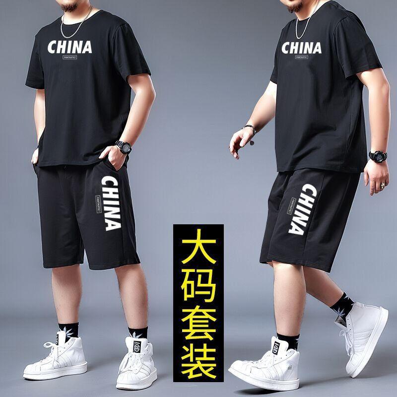 Product Introduction of Summer Short Sleeve Shorts Casual Running Sports Suit Men's Loose plus Size plus Size Men's Suit Overweight Man 6
