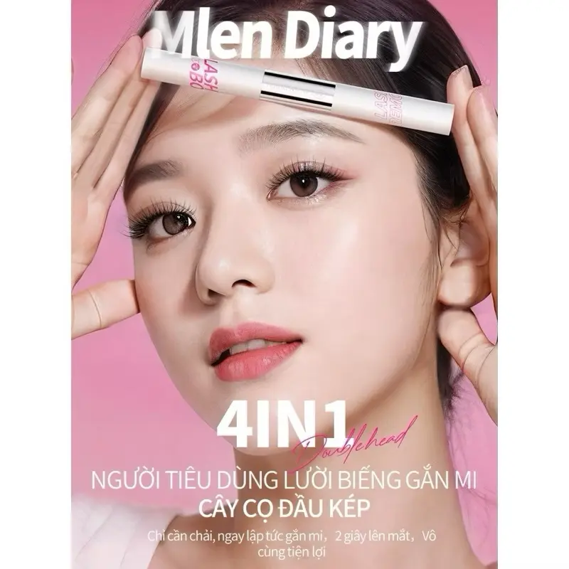 Keo 2 Đầu Mascara Mlen Diary 4in1 kết hợp dung dịch tẩy keo, thiết kế tiện lợi 4g 6