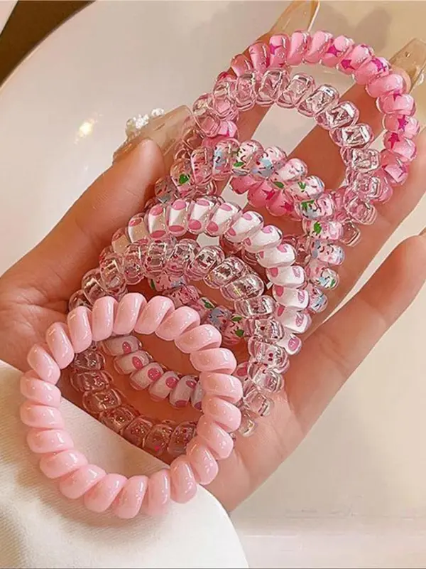 Women's Colorful Coil Hair Tie, Casual Trendy Elastic Hair Tie, No Crease Hair Small Ponytail Holders for Daily Use for Women & Girls, Fashion Hair Accessory 2