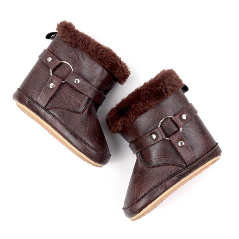 Product Introduction of Baby Winter Boots Soft Anti-Slip Sole Booties Warm Leather Crib Shoe Infant First Walkers 26