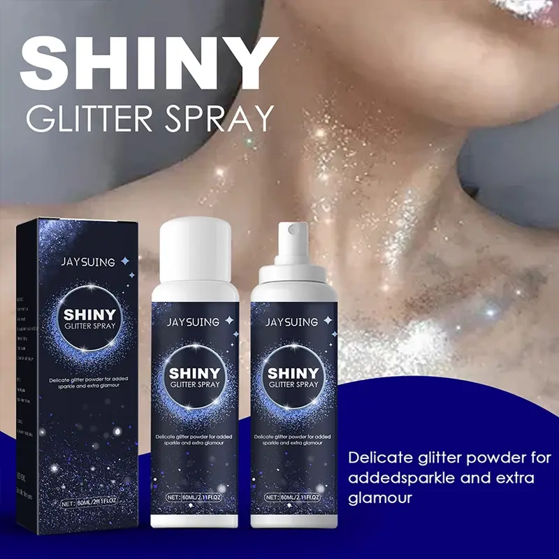 【Tersedia】Glitter Spray Highlighter Powder Shimmer Sparkle Powder Makeup for Face Body Hair Dress Prom Party 60ml 3