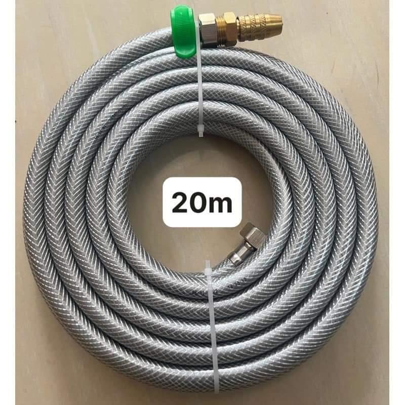 Dây Rửa Xe Gia Đình Bộ Dây Tưới Cây Tại Nhà Đầu Vòi Tăng Áp Ống Màu Xám Phi 14mm 2 Đầu Ren 21mm Kenta Các Độ Dài 5m 8m 10m 15m 20m 1