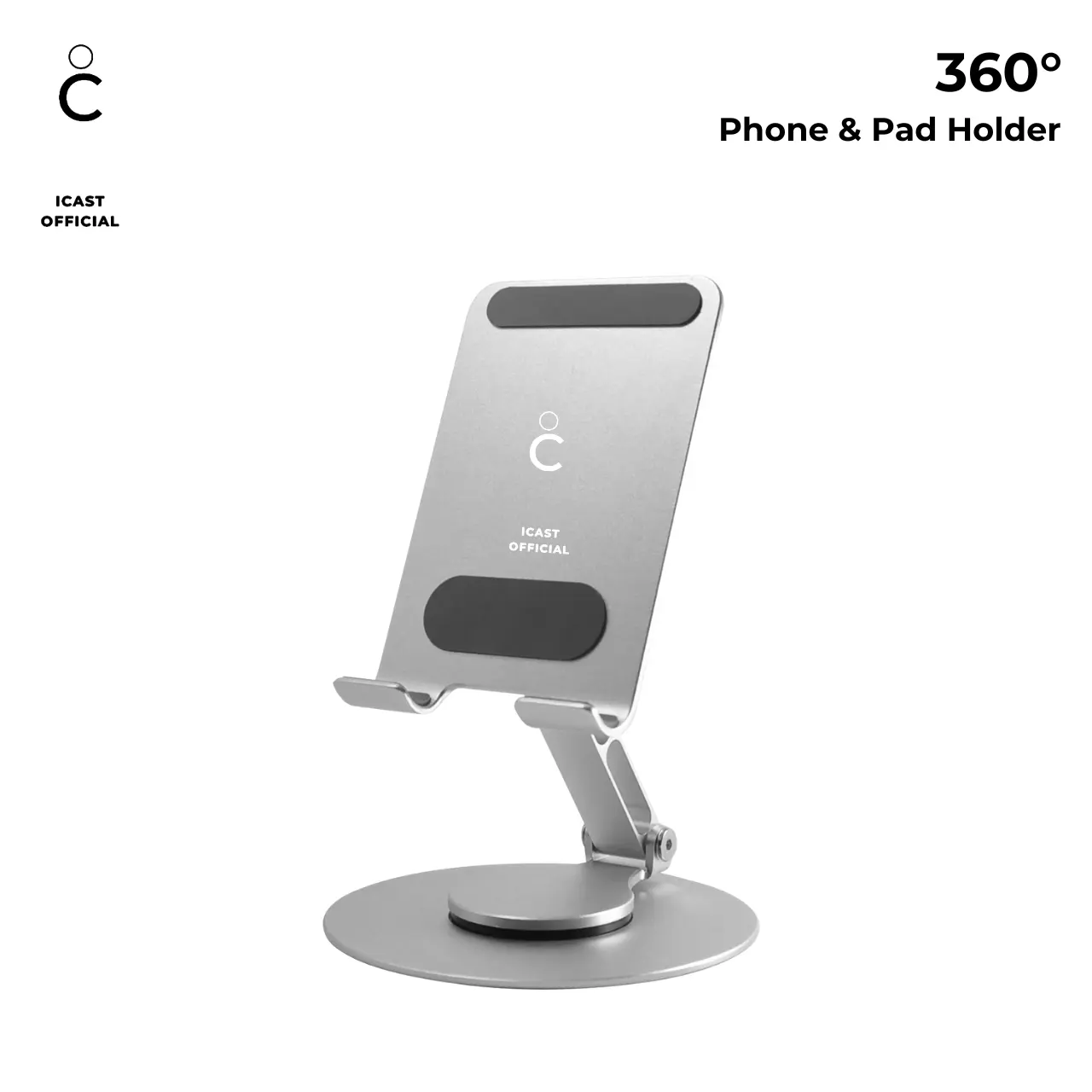 iCast Phone Holder kuat Stand Dudukan Handphone & Tablet 360 derajat Aluminium Meja