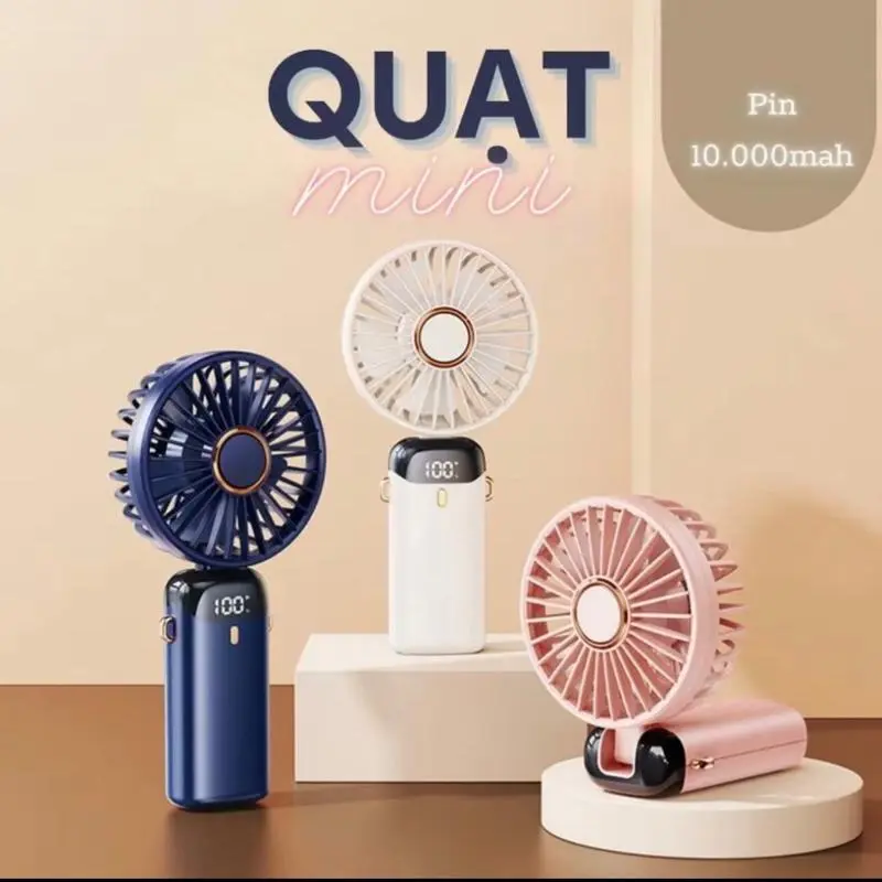 Quạt Cầm Tay Mini Sạc Tích Điện Đeo Cổ , Gấp Gọn , Để Bàn, Led Phụ Kiện Usb