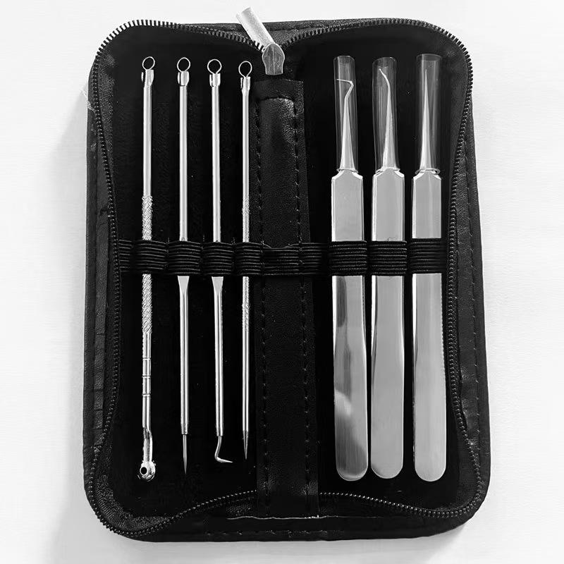 Manicure Set Pack Acne Needle Set Mirror Light Splinter Acne Clip Acne ...