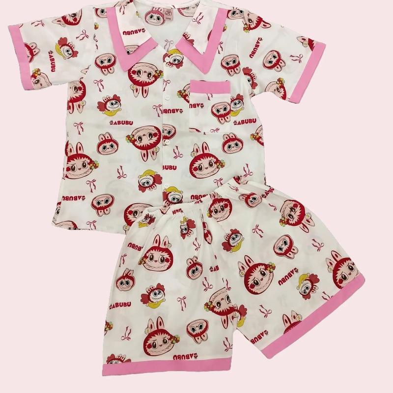 Combo 3 Bộ Pijama tay ngắn quần đùi mẫu ngẫu nhiên cho bé gái họa tiết dễ thương size (8-38) kg Voi 5